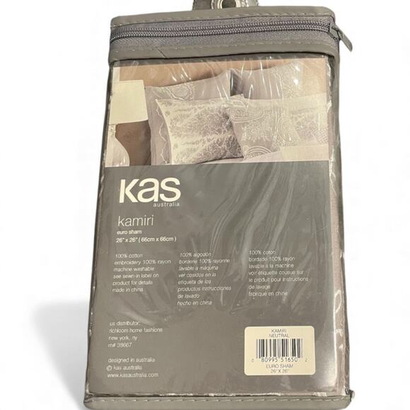 Kas Australia Kamiri Euro Sham Pillow Bedroom Decor 26" Square Home Accessory - Picture 2 of 6